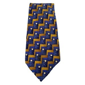 Robert Talbott Men's Blue & Gold Golf Theme Hand Sewn Silk Neck Tie
